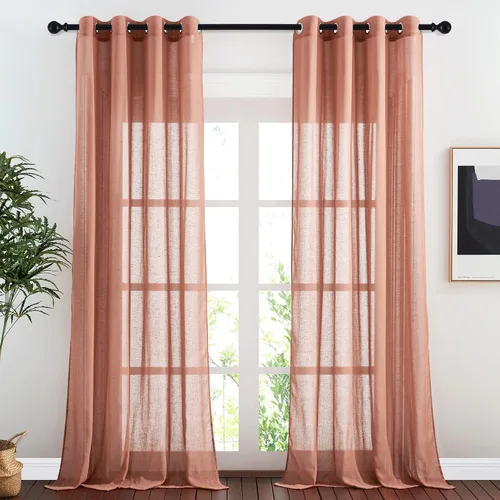 Vista 103 de NICETOWN Cortinas semitraslúcidas para ventana de cocina con ojales, 29 pulgadas de ancho x 24 pulgadas de largo, color blanco, cortinas