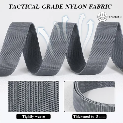 Vista 5 de SANSTHS Mens Belt 1.5", Casual Web Golf Ratchet Belts for Men, Stretch Nylon Work Belts with Flip Top Buckle, Black Grey