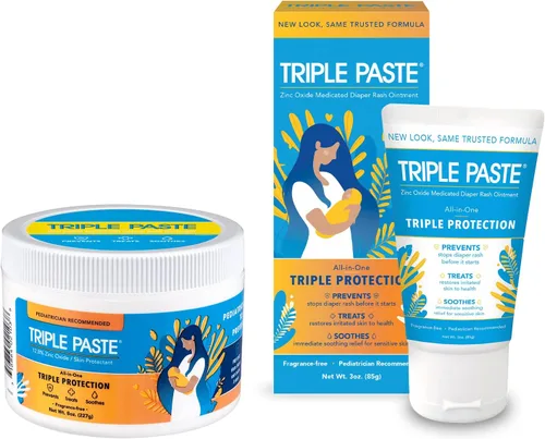 Vista 8 de Triple Paste Crema para sarpullido de pañales para bebé y paquete de espátula para bebé - 8 oz de ungüento de óxido de zinc y tratamiento