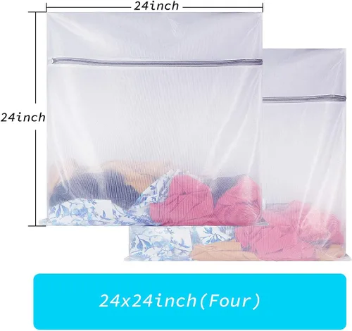 Vista 2 de Bolsa de malla para lavandería, bolsa de lavado de malla fina resistente para lavadora, bolsa de lavandería con cremallera para viajes, lencería