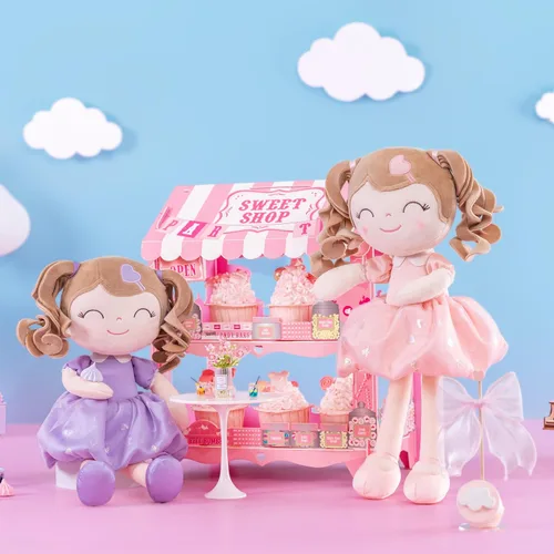 Vista 7 de Gloveleya Muñeca bebé niña regalos felpa rizado niños niñas juguetes con amor juguetes para edades de 2 a 4 años de juguete rosa B2rosa