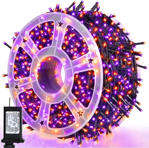 Vista 15 de 500 luces LED verdes de Navidad de 164 pies, impermeables, 8 parpadeos con funciones de memoria, tira de luces verdes para interiores y exteriores