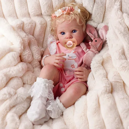 Vista 9 de BABESIDE Muñecos de bebé Reborn Bettie – Muñeca realista de cuerpo suave de 17 pulgadas para niña, encantadora, despierta, cabello rubio rizado