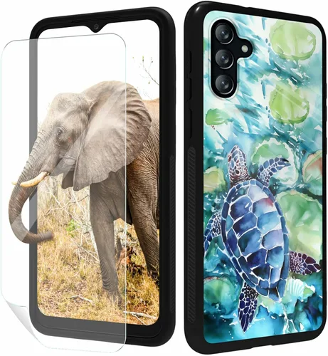 Vista 72 de for Samsung Galaxy A17 5G Phone Case 6.7" with Screen Protector Slim Tempered Glass Back Cover A Purple Cat Design Shockproof Protective Case for