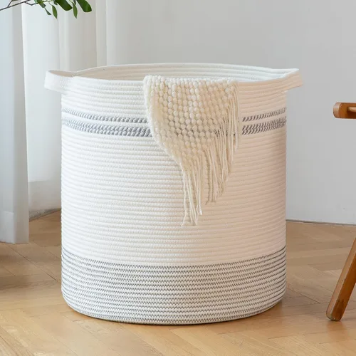 Vista 10 de OIAHOMY Cesta de lavandería de 80 L, cesta de almacenamiento con asas, cesta de lavandería para juguetes, almohadas, mantas, ropa, 20 x 18 pulgadas