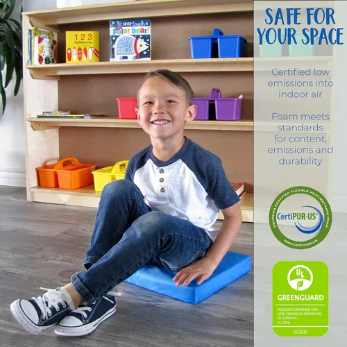 Vista 6 de SoftScape - Cojines de piso cuadrados de 15 pulgadas con asas; asientos flexibles para la educación a distancia en el hogar, guardería, preescolar