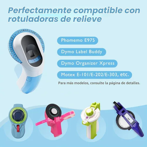 Vista 3 de UNOKA 3/8 Cinta para etiquetadoras en relieve para DYMO Organizer Xpress Rosa claro/morado