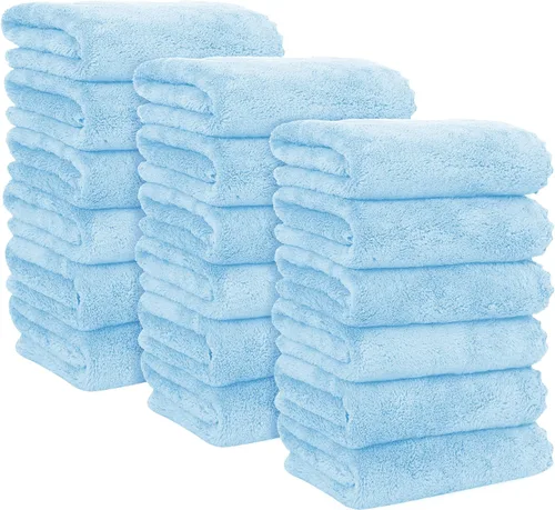 Vista 10 de MOONQUEEN Paquete de 6 toallas de mano de alta calidad, secado rápido, toallas de microfibra de terciopelo coral altamente absorbentes, multiusos