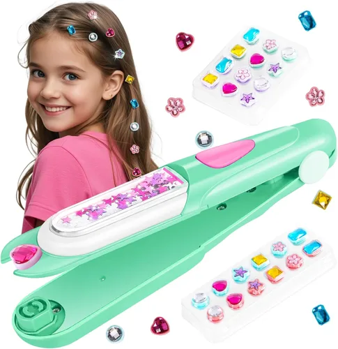 Vista 21 de Kit de sellos de gemas para el cabello, joyas brillantes para el cabello para niñas, herramienta de peinado con diamantes brillantes reutilizables