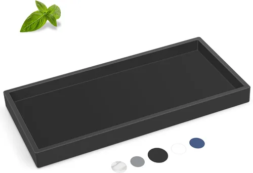 Vista 10 de Bandeja para Encimera de Baño, EG-SIPRO Bandeja de Tocador de Baño de Silicona Engrosada de Alta Calidad, Bandeja Rectangular Irrompible para Baño