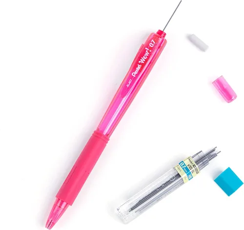 Vista 9 de Pentel Wow - Lápiz mecánico, 0.028 in, barril rosa, caja de 12 (AL407P)