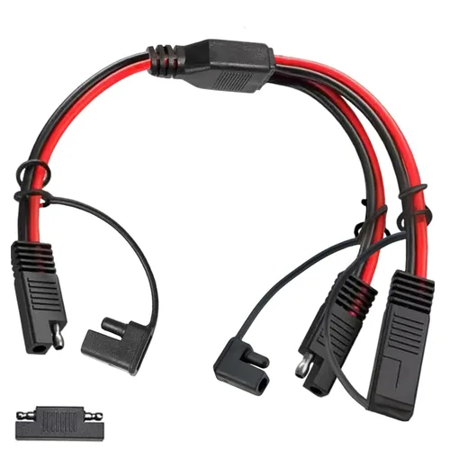 Cable conector divisor SAE Y de 10 AWG, cable de extensión automotriz SAE 1 a 2 DC con un adaptador de polaridad inversa para cargador de batería de