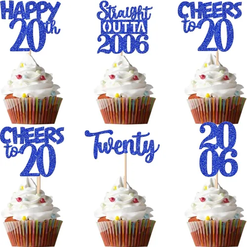 Vista 76 de 30 piezas de decoraciones para pastel de cumpleaños número 10, decoraciones de cupcakes negras con brillo, 10 feliz cumple, directo desde 2016, 10