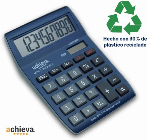 Vista 5 de Achieva Calculadora científica con tableta de escritura LCD borrable Pantalla de 2 líneas Doble energía solar y de batería para estudiantes