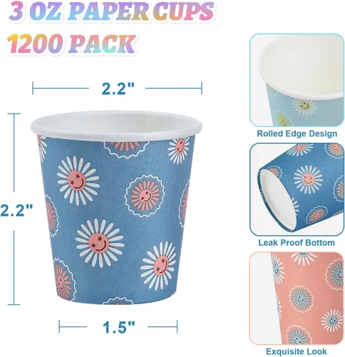 Vista 5 de SIUQ Paquete de 1200 vasos de papel de 3 oz, vasos de baño desechables, mini vasos para enjuague bucal, vaso pequeño de 3 onzas para baño, fiesta