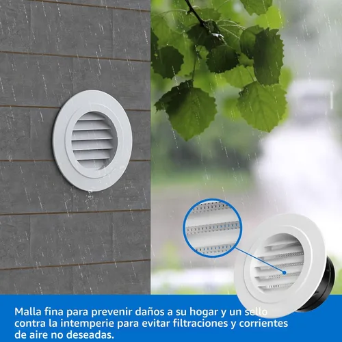 Vista 5 de Hon&Guan Soffit Vents - Cubierta redonda de ventilación de aire de escape de 4 pulgadas con pantalla de mosca integrada para baño, cocina, oficina