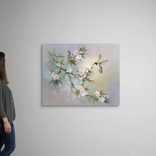 Vista 16 de Lienzo decorativo para pared, diseño de colibrí