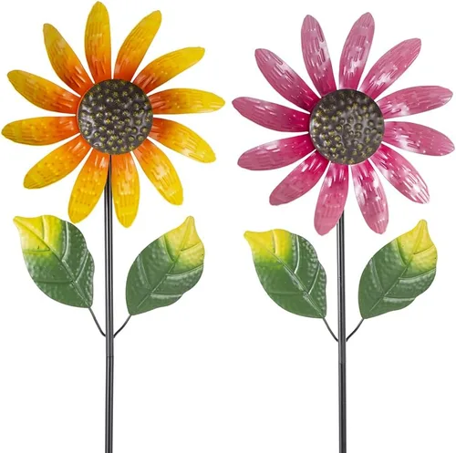 Vista 12 de Viveta Molinillo de viento para exteriores, escultura de viento decorativa con estaca resistente, molinetes rosas para patio y jardín