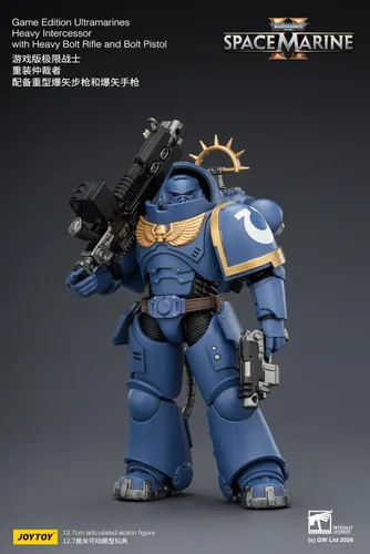 Vista 8 de JOYTOY Warhammer 40K 1/18 Action Figure Game Edition Ultramarines Heavy Intercessor with Heavy Bolt Rifle and Bolt Pistol 5'' Mehca