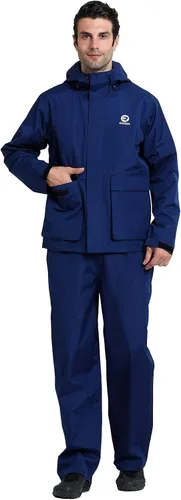 Vista 8 de Rizzon Traje de lluvia de pesca para hombre, impermeable, para vela, pantalones con capucha