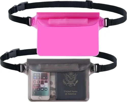 Vista 8 de CADONO Paquete de 2 fundas impermeables con correa ajustable para la cintura Bolsa seca sensible al tacto en pantalla, mantiene tu teléfono