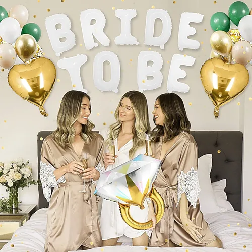 Vista 7 de BLOOMIWIN - Decoraciones para despedida de soltera, kit de globos verdes y dorados, kit de decoración de despedida de soltera de salvia, accesorios