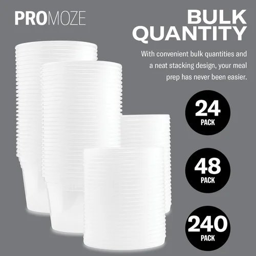 Vista 4 de Recipientes de plástico para almacenamiento de alimentos con tapas a prueba de fugas, paquete de 48, 16 onzas, recipiente hermético para microondas