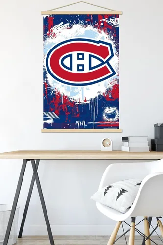 Vista 5 de Trends International NHL Montreal Canadiens - Póster de pared con logotipo Maximalist 23 con marco magnético