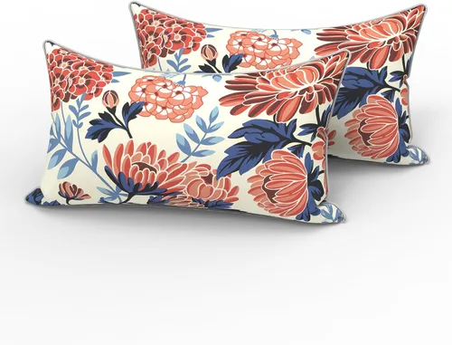 Vista 98 de LVTXIII - Juego de fundas para cojines de sofá o sillón de exteriores, para lumbar, no se decoloran, 2 unidades de 12" x 20", con relleno, estampado