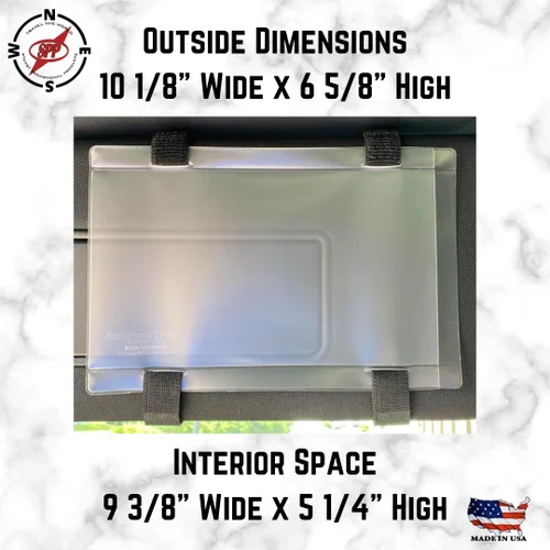 Vista 2 de Soporte para documentos para visera de vehículo. Perfecto para seguros y registros. Banda elástica negra y hebilla negra, fabricado en EE. UU