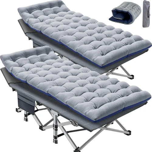 Vista 30 de Slsy Cuna de campamento con colchón de espuma viscoelástica de 2 pulgadas, cama plegable acolchada mejorada con bolsa de transporte, catre de dormir