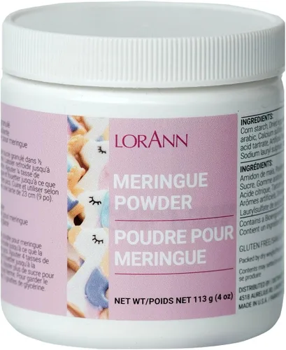 LorAnn Oils Merengue en polvo, sin gluten, Kosher y sin nueces, esencial para glaseado real, hornear y decoración, sin colores artificiales,