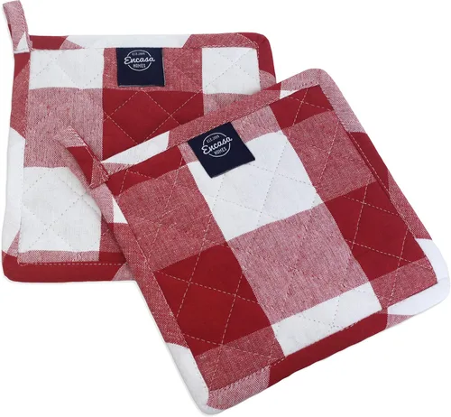 Vista 2 de Encasa XO Juego de 2 soportes para ollas de algodón resistentes al calor con lazo para colgar, color verde lima, almohadilla térmica acolchada