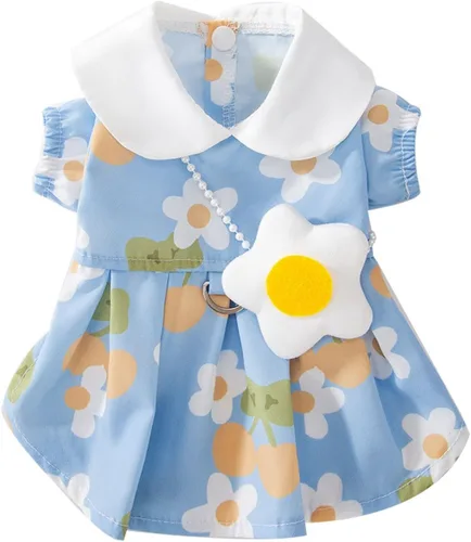 Vestido para Perro Suave y Transpirable Vestidos para Cachorro Elegante Princesa Encaje Floral Vestido para Mascotas con Girasol para Perro Pequeño