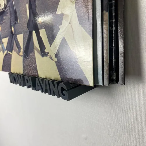 Vista 6 de WPESI Now Playing Soporte de pared para discos de vinilo (negro)