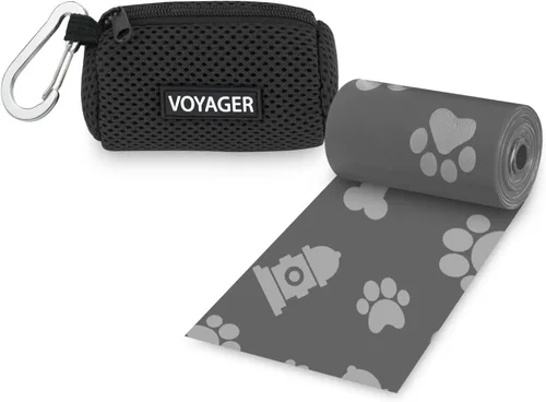 Vista 39 de Best Pet Supplies Paquete de 2 soportes para bolsas de excrementos de perro, con clip de correa, bolsa dispensadora de malla reutilizable