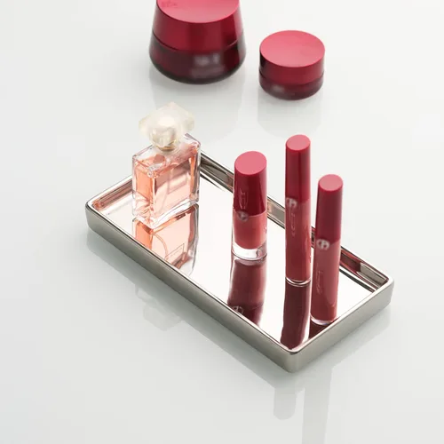 Vista 7 de Bandeja de plato de joyería Bandeja de cerámica Bandeja de baratija Rectangte Vanity Maquillaje Bandeja de espejo plateado