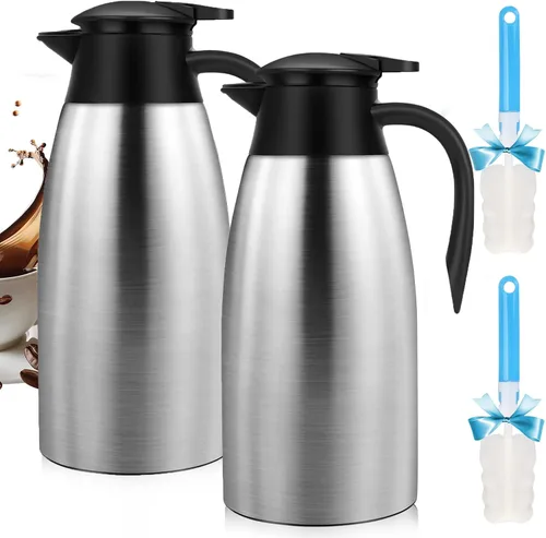 Vista 11 de Jarras térmicas de café de 68 onzas para mantener el calor, jarra térmica de acero inoxidable de 2 litros, jarra aislada al vacío de doble pared