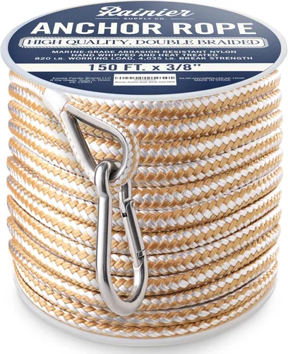Vista 17 de RainierSupplyCo Cuerda de anclaje para barco - Línea de anclaje de cuerda marina trenzada doble - 100/150 / 200/300 pies de línea de navegación