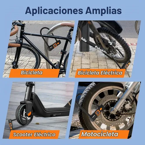 Vista 6 de Candados de bicicleta resistentes antirrobo, combinación de 4 dígitos con bloqueo de seguridad a prueba de cortes de 4 pies x 0.315 in, combo grande