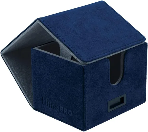 Vista 2 de Ultra Pro - Caja de cubierta Vivid Alcove Edge (azul) - Protege y almacena hasta 100 tarjetas de tamaño estándar de doble funda, perfecta