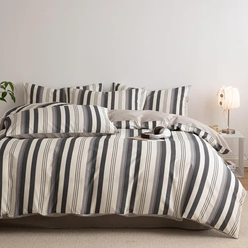 Vista 6 de HighBuy - Juego de funda de edredón a cuadros tamaño Twin XL, diseño Buffalo Grid, ropa de cama de algodón suave con patrón a cuadros, funda