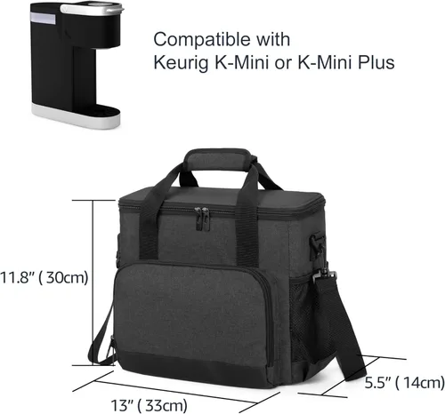 Vista 6 de CURMIO Bolsa de transporte para cafetera compatible con Keurig K-Mini o K-Mini Plus, bolsa de viaje para cafeteras de una sola porción para cápsulas