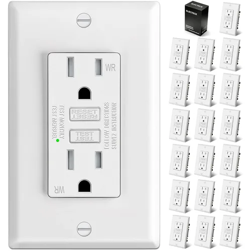 Vista 8 de ELECTECK Paquete de 5 tomas GFCI de 15 amperios, resistentes a la intemperie para exteriores (WR), receptáculos GFI ultra delgados con indicador