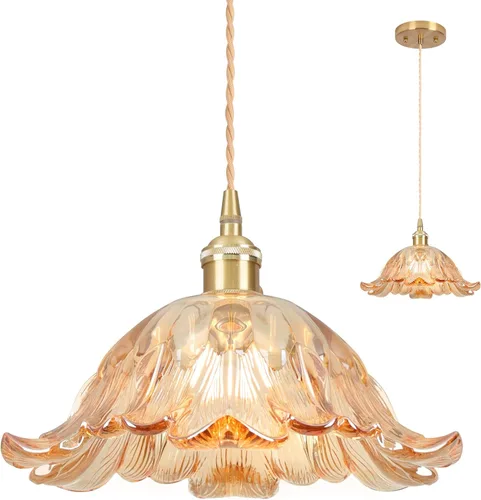 Vista 41 de Lámparas colgantes, lámpara colgante de techo de 9.4 pulgadas, E26, vintage, de cristal verde, para dormitorio, sala de estar, pasillo