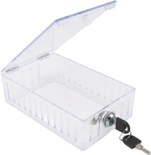 Vista 2 de Caja de bloqueo de termostato con llave, cubierta transparente, adecuada para la mayoría de termostatos, grande, acrílico de alta calidad, larga