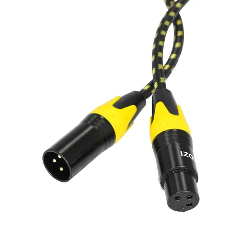 Vista 3 de Cable XLR equilibrado trenzado de nailon, cable de micrófono de audio XLR equilibrado (10 pies, rojo)