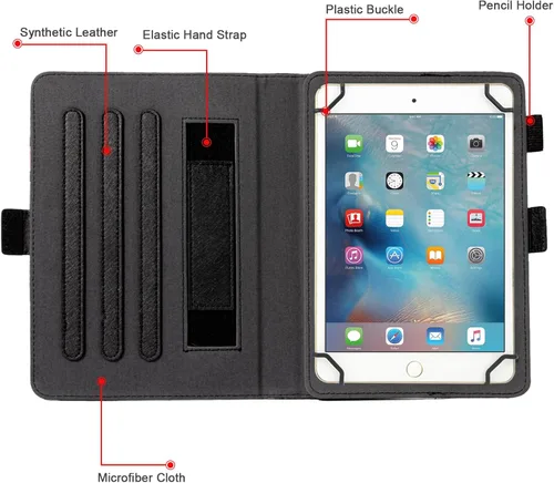 Vista 4 de Dteck Funda universal (9.6" a 10.5") - Funda plegable de cuero con tapa para tableta Android 10 10+ pulgadas/Samsung Galaxy Tab 9.6 9.7 10.1 10.4