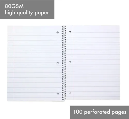 Vista 4 de Pukka Pad, Glee - Cuadernos encuadernados en espiral de un solo tema con 100 páginas de 3 papel rayado perforado de 80 GSM con bordes perforados
