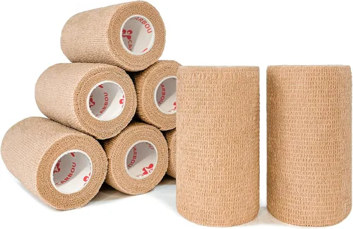 Vista 8 de Paquete de 8 vendajes autoadhesivos de 4 pulgadas x 5 yardas, varios colores, vendaje elástico cohesivo atlético para envoltura veterinaria